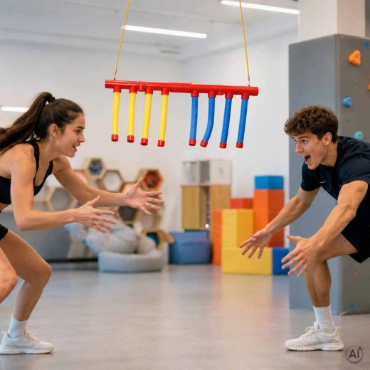 Structure suspendue avec cordelettes