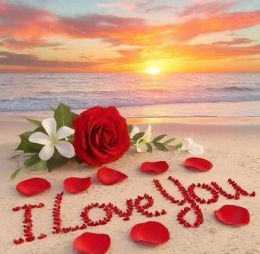 Mosaïque diamant Plage I Love You