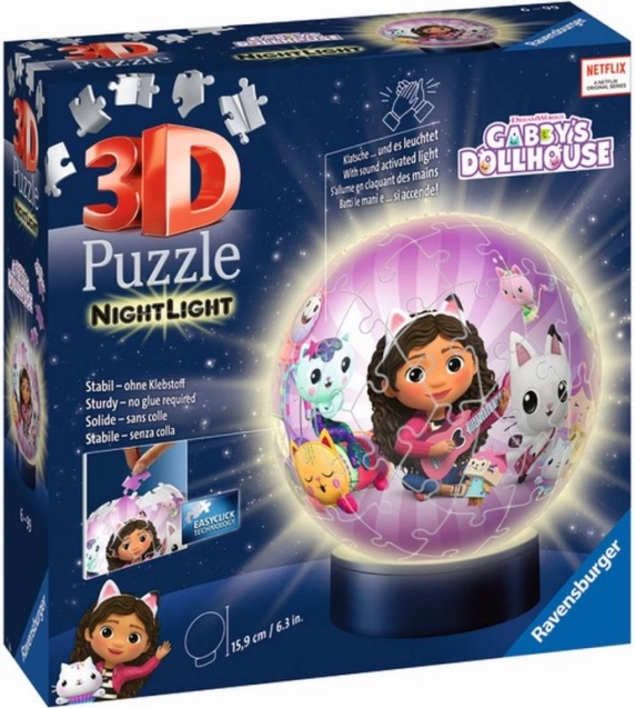 Ravensburger Puzzleball 3D lumineux La Maison magique de Gabby 72 pièces