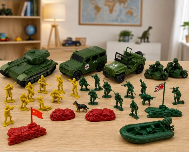 Jeu de rôle avec soldats et accessoires