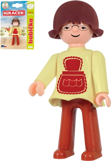 Figurine articulée Igráček Grand-mère (Famille) sur carte - 1 pièce