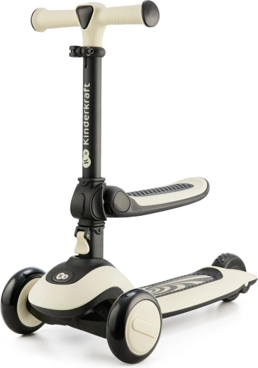 Kinderkraft Halley 2v1 draisienne et trottinette à trois roues stone white