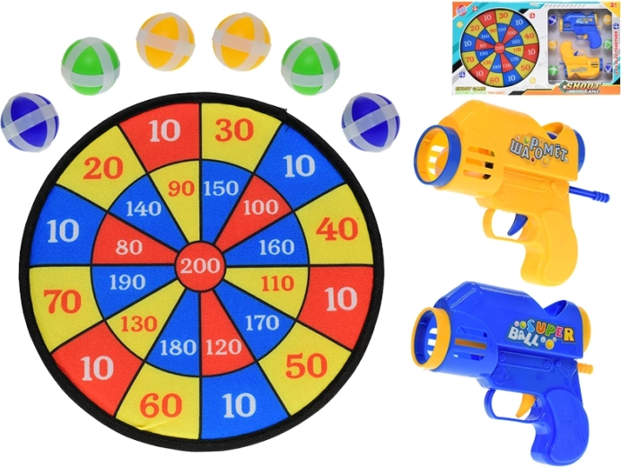 Cible pour enfants en velcro avec 2 pistolets et 6 balles, 27 cm