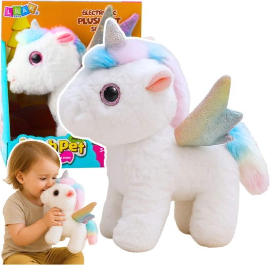 Licorne interactive en peluche avec sons et mouvement 21 cm
