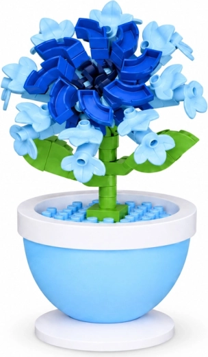 Hibiscus bleu dans un pot décoratif