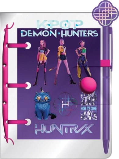 Ensemble K-pop Demon Hunters : mini bloc-notes, stylo et autocollants