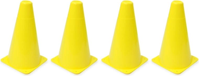Cônes d’entraînement Jamara (pylônes) jaunes – lot de 4 pcs