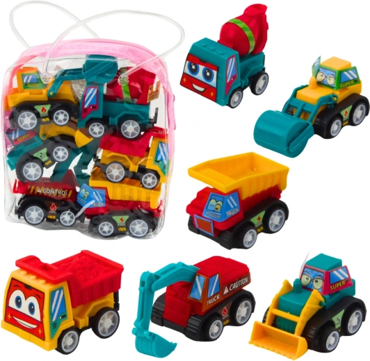 Set de mini véhicules de chantier à rétrofriction en pochette – 6 pcs