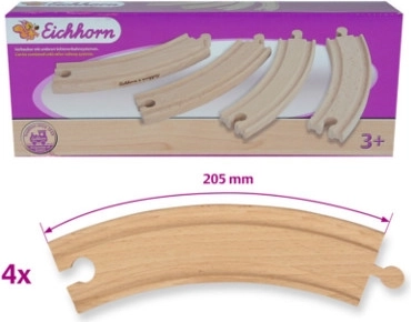 Rails en bois courbes pour circuit de train, lot de 4 pièces
