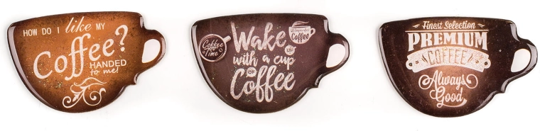 Aimants Coffee, assortiment de décors, 3 pièces