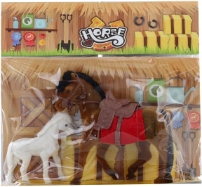Set de poneys en plastique et suédine