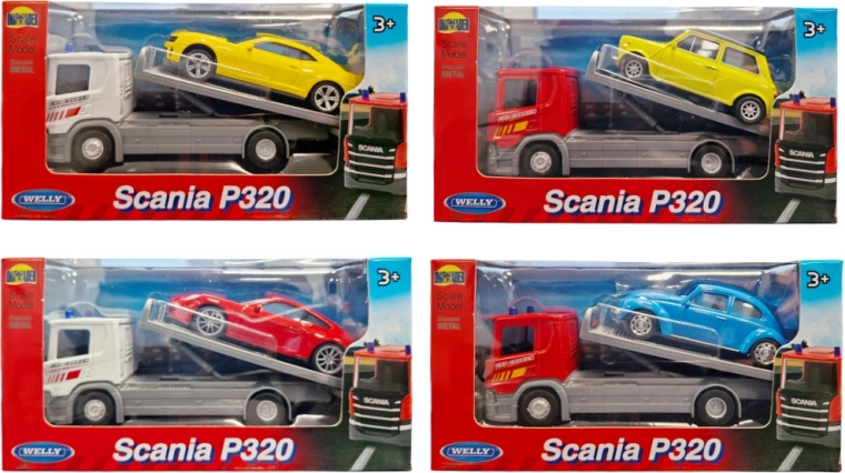 Welly dépanneuse Scania 1:57 avec voiture de sport 1:43