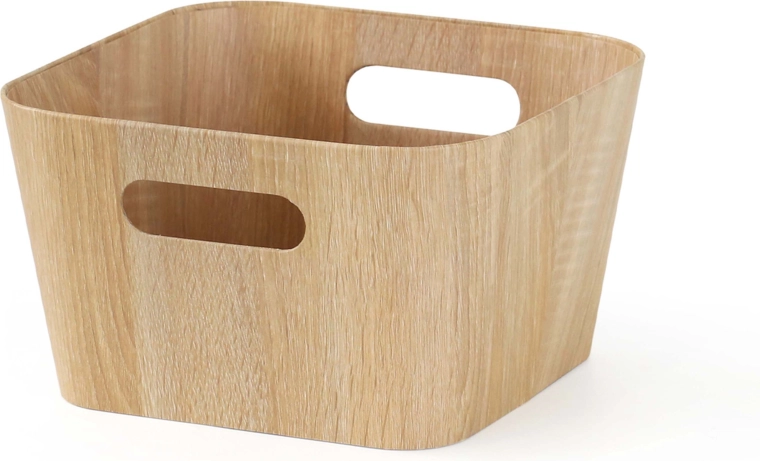 Panier de rangement décor bois 27 × 27 × 16 cm