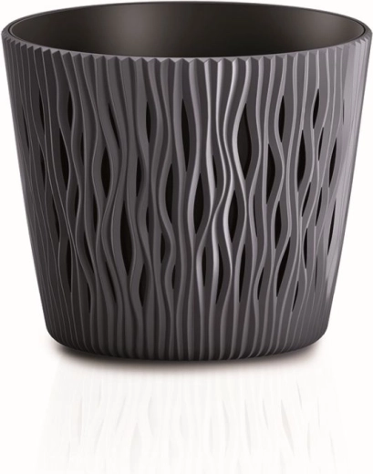 Pot de fleurs Sandy Round avec insert anthracite