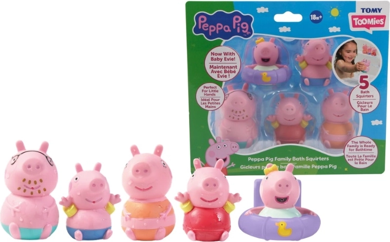 Jouets de bain à presser TOMY Peppa Pig, 5 pièces
