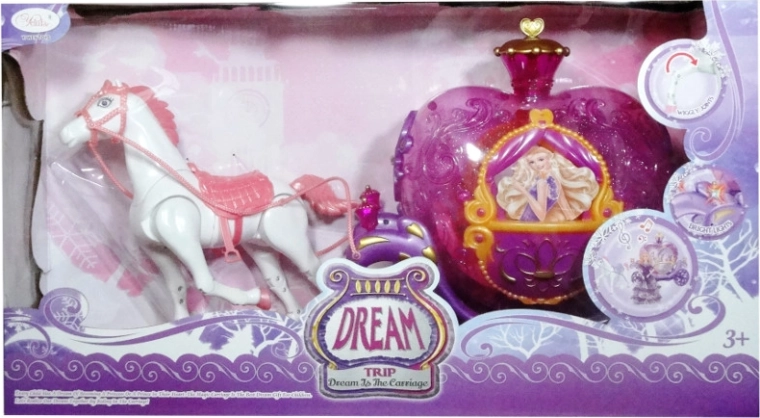 Poussette lumineuse avec cheval pour poupées