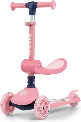 Trottinette d’équilibre tricycle avec siège FUZZY rose