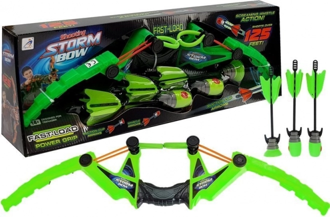 Arc de sport pour enfants avec 3 flèches, vert 58 cm