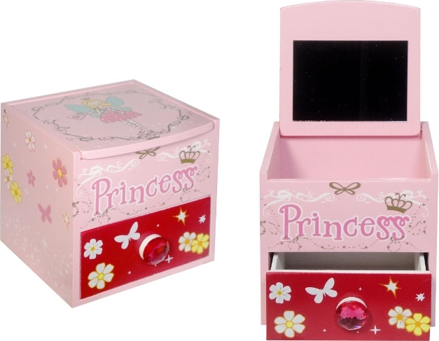 Boîte à bijoux en bois avec miroir Princess – rose