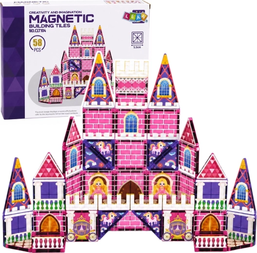 Pièces de construction magnétiques – château de princesse (58 pièces)