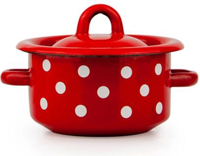 Casserole émaillée avec couvercle 0,4 l, décor pois