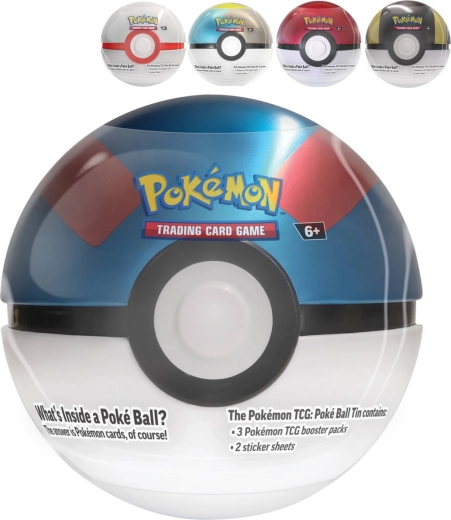 Pokémon TCG boîte métal Poké Ball Tin 2024 reprint (3 boosters + autocollants) - 1 pièce