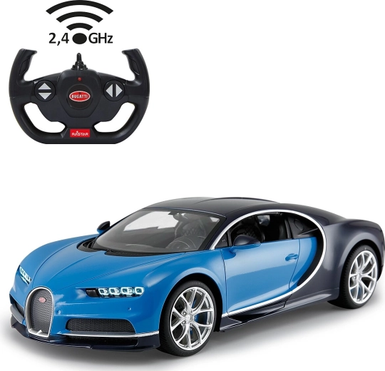 Voiture RC Bugatti Chiron 1:14 2,4 GHz bleue - 1 pièce