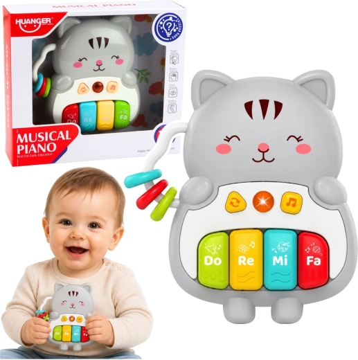 Piano éducatif musical en forme de petit chat – pianino pour enfants avec lumière