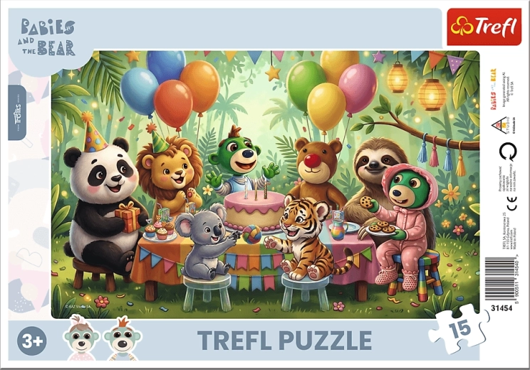 Puzzle Les petits Trefli et l'ourson : d'adorables bébés animaux, 15 pièces