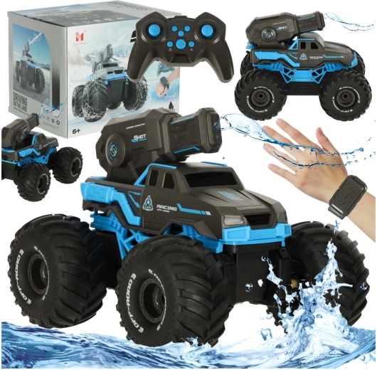 Voiture amphibie RC étanche avec canon à eau et commande par gestes