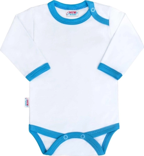 Body bébé à manches longues avec bordure bleu turquoise