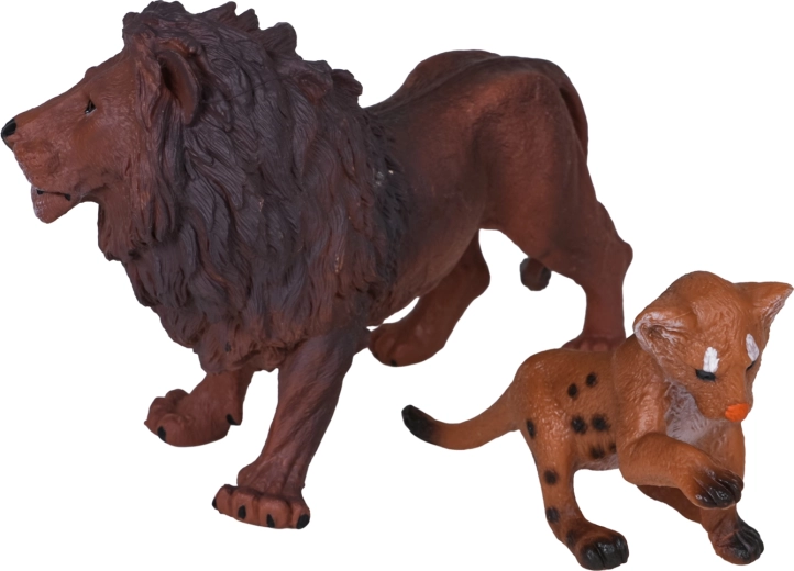 Deux figurines dans l’emballage : lion et lionceau