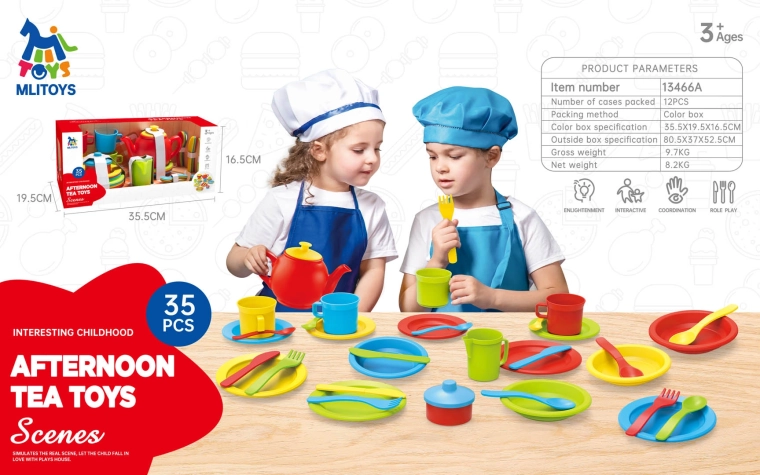 Méga service à thé pour enfants avec assiettes et accessoires – 35 pièces