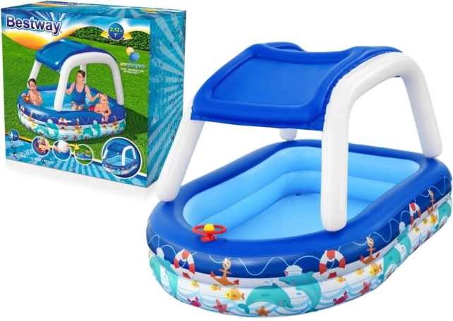 Bestway Sea Captain – piscine gonflable pour enfants avec auvent et volant