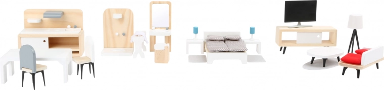 Small Foot ensemble complet de meubles pour maison de poupée au style scandinave