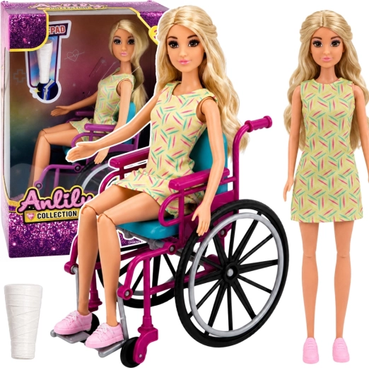 Poupée Anlily en fauteuil roulant avec accessoires