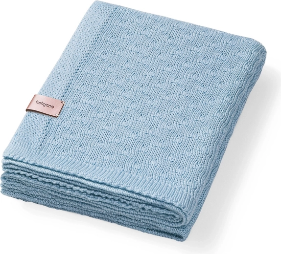 Couverture bébé tricotée en bambou BabyOno bleue 75 × 100 cm