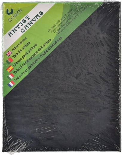 Toile de peinture noire sur châssis en bois 18 × 24 cm