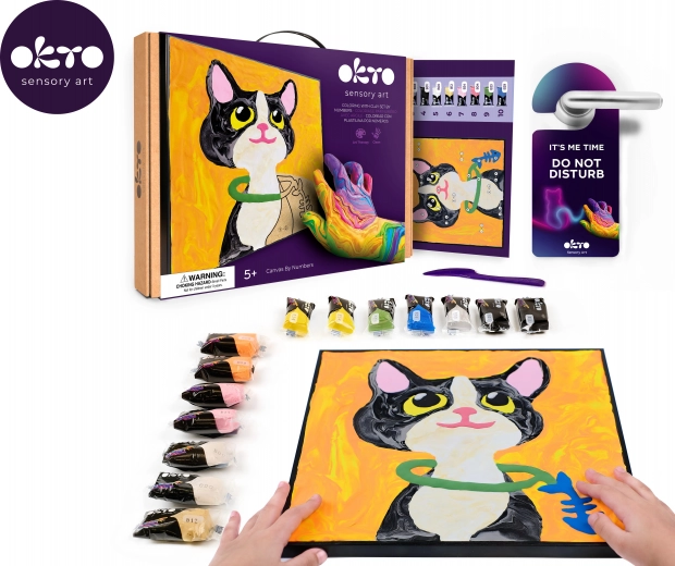 Okto peinture par numéros avec pâte – chat 29 × 29 cm