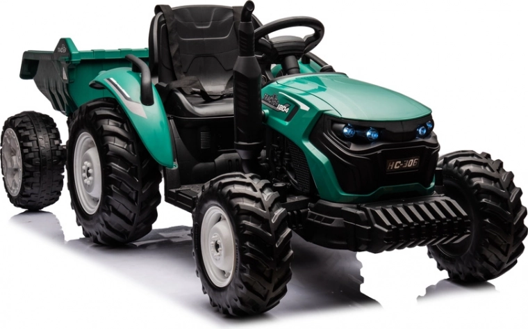 Tracteur électrique avec remorque vert foncé 24V
