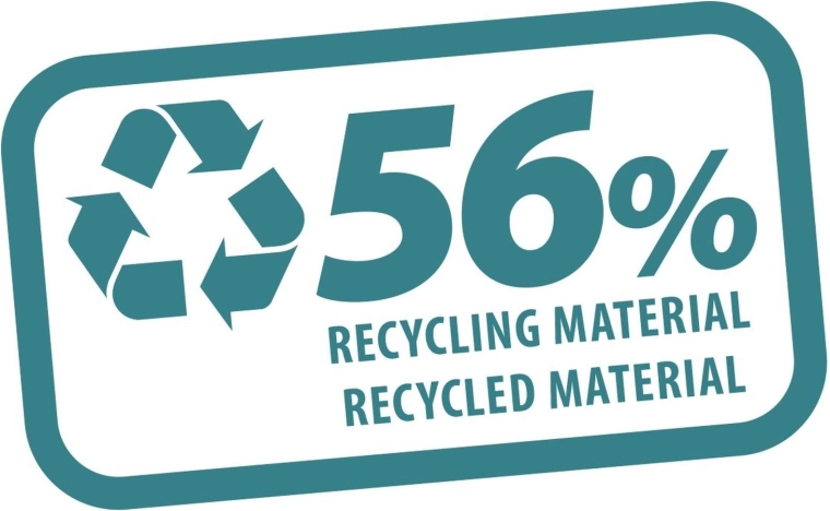 Contient 56 % de matériau recyclé