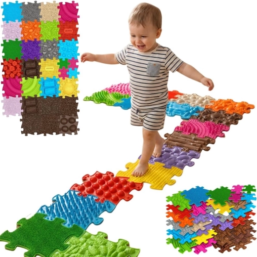 Woopie tapis sensoriel orthopédique Royal Puzzle 26 grandes pièces + 4 petites pièces - 30 pièces