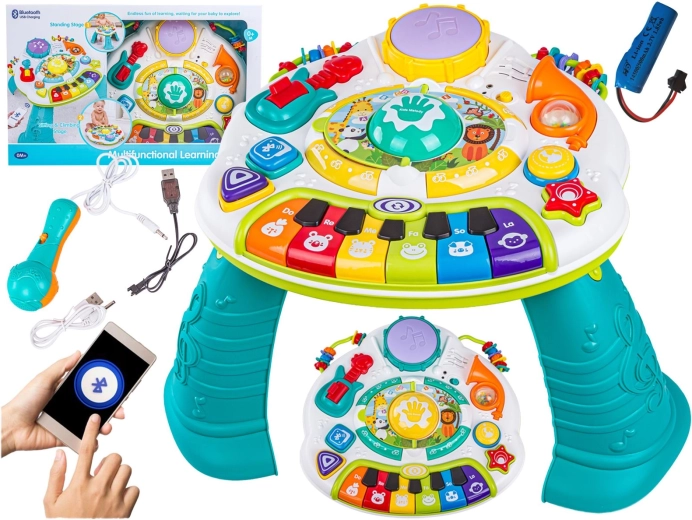 Table musicale éducative multifonction pour enfants avec petit piano et microphone
