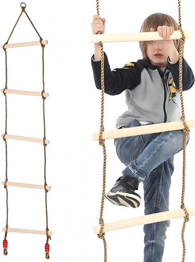 Échelle à cordes de jardin en bois pour enfants