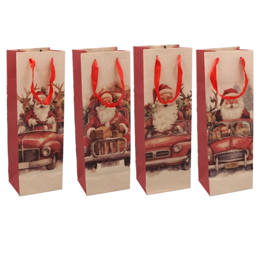 Sac-cadeau de Noël pour vin avec motif de Saint-Nicolas 36 × 12 × 10 cm