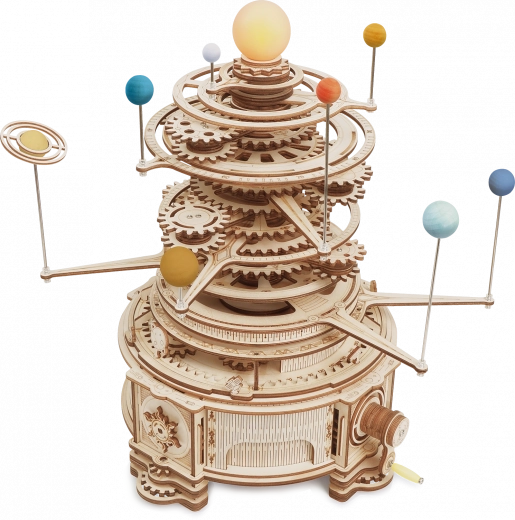 Modèle mécanique en bois du système solaire ROKR Orrery – puzzle 3D