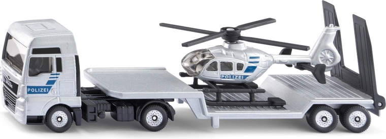 Siku Super camion tracteur de police MAN avec remorque et hélicoptère