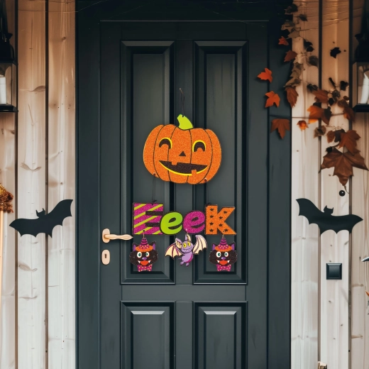 Décoration d’Halloween suspendue en forme de citrouille 45 × 23 cm