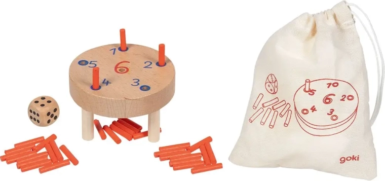Goki – jeu de quilles à dés « La perfide six » dans un petit sachet