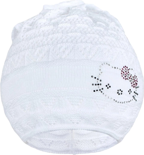Bonnet-foulard tricoté New Baby chat blanc 104 (3–4 ans)